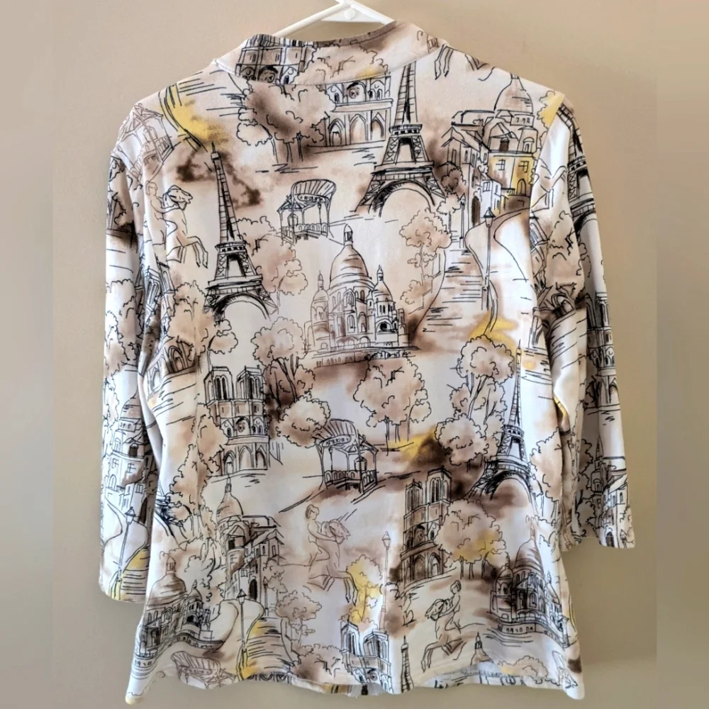 Onque Casual Parisian Print Women's Jacket ~ Sz XL - Picture 2 of 5
